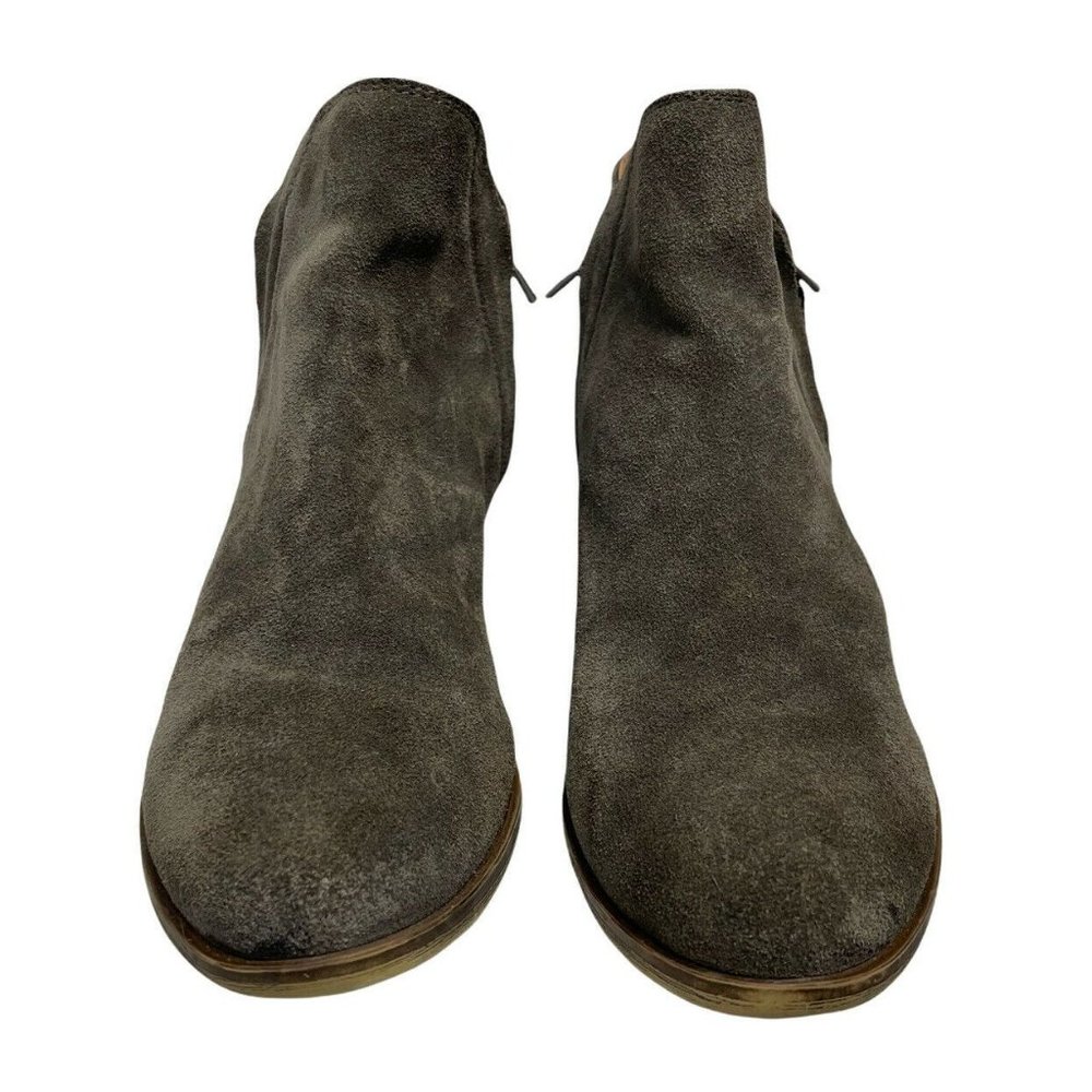 Lucky Brand Shoes Womens 9 Brenon Iron Gray Suede Leather Ankle Zip Booties - Picture 2 of 12